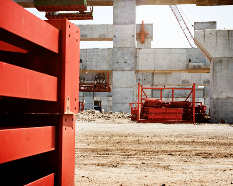 Concrete blocks on construction site.